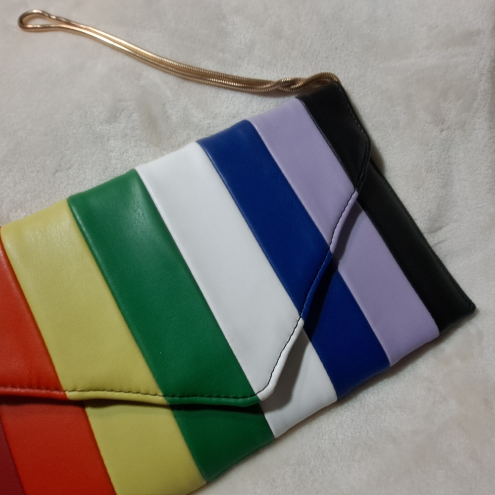 Multicolor Striped Women's Clutch